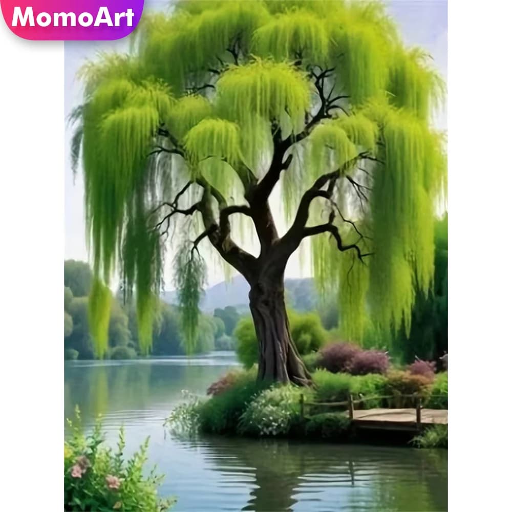 Momoart New Arrival Diamond Embroidery Tree Landscape Beaded DIY Painting Full Square Round Diamond Mosaic Decor for Home