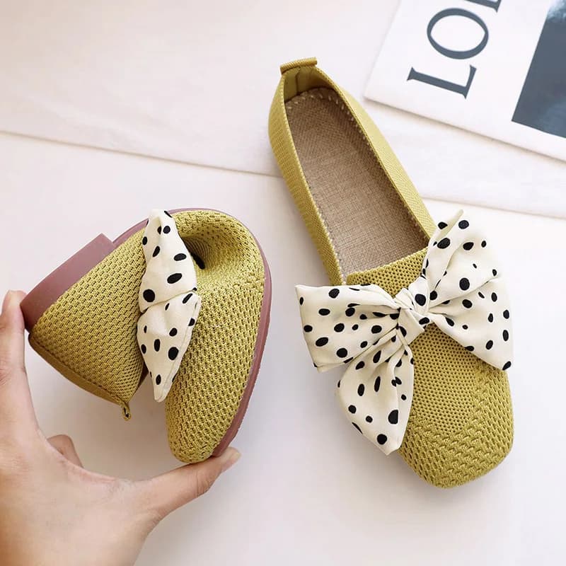 Women's Low Shoes Spring Summer Bowknot Boat Shoes For Breathable Mesh Breathable Moccassini brief-on