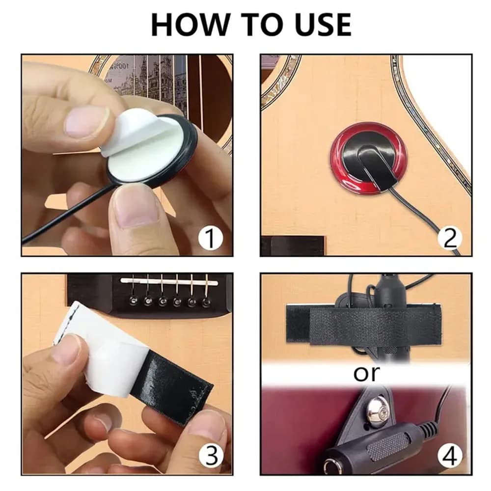 Pickup a Contatto per Ukulele a 4 Corde, Trasduttore Piezoelettrico per Foro Sonoro, Pickup per Strumenti Acustici