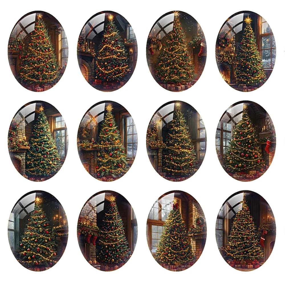 10 pz/lotto Di Natale X-mas Albero Jingle Bell Stella Calzini Ovale Foto Cabochon In Vetro Flatback Demo Cameo Creazione di Gioielli Fai Da Te