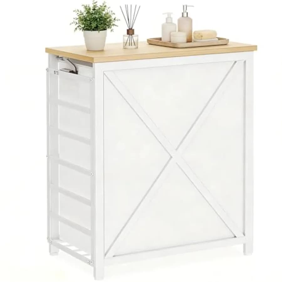 120 litre whiteware basket with lid, 2 compartment whiteware basket with removable inner bags, large basket for the classification of linen for the organization of clothes.
