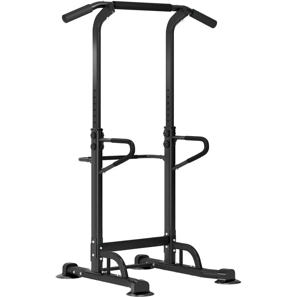 Dip Station and Adjustable Traction Bar for Strength Training in Home Gym