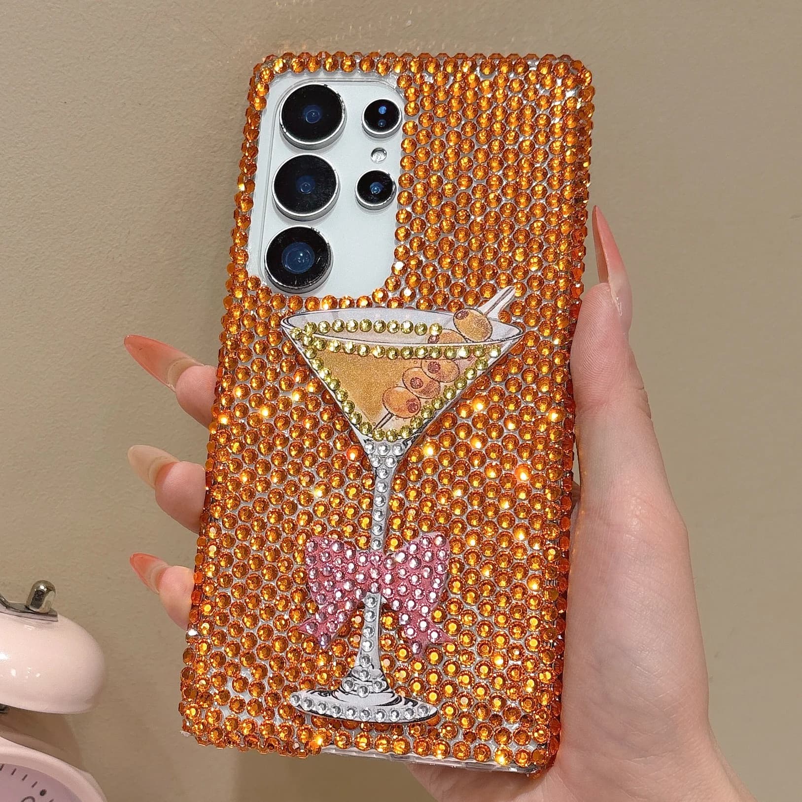 Cute Diamond Wine Glass Case For Samsung Galaxy S26 Ultra Rhinestone Cover For Samsung S25Ultra S24 Plus S23 S22 Ultra Shell