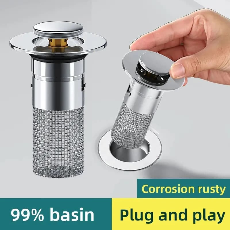 New anti-loss cap for washbasin 2026, anti-odor stainless steel bullet core, pressure drain pipe for sink, universal accessory