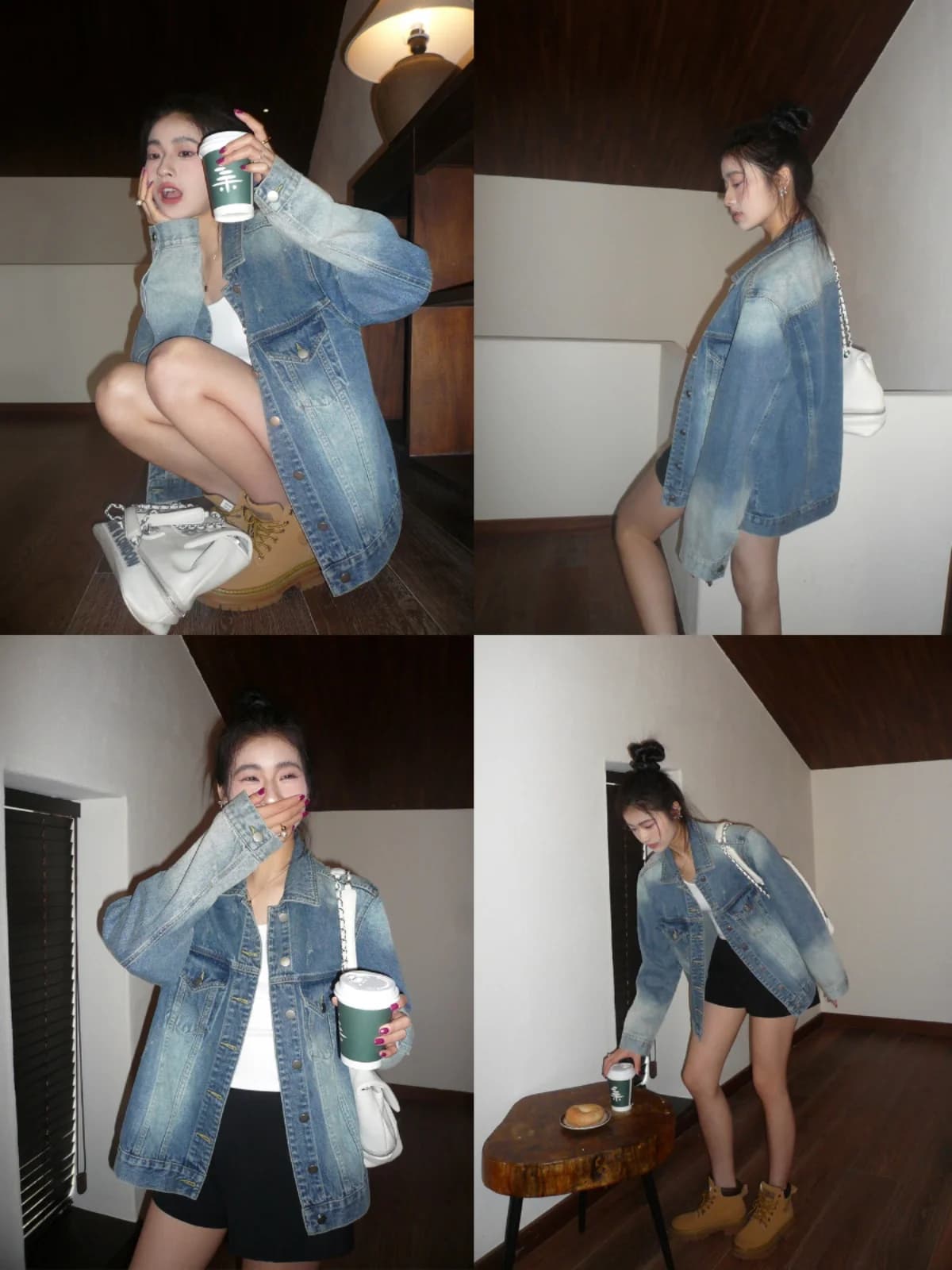 Blue Denim Jacket Women's Spring Autumn New Style Vintage Loose Casual Versatile Jacket Top Pusumede Cotton Blend Long Sleeve