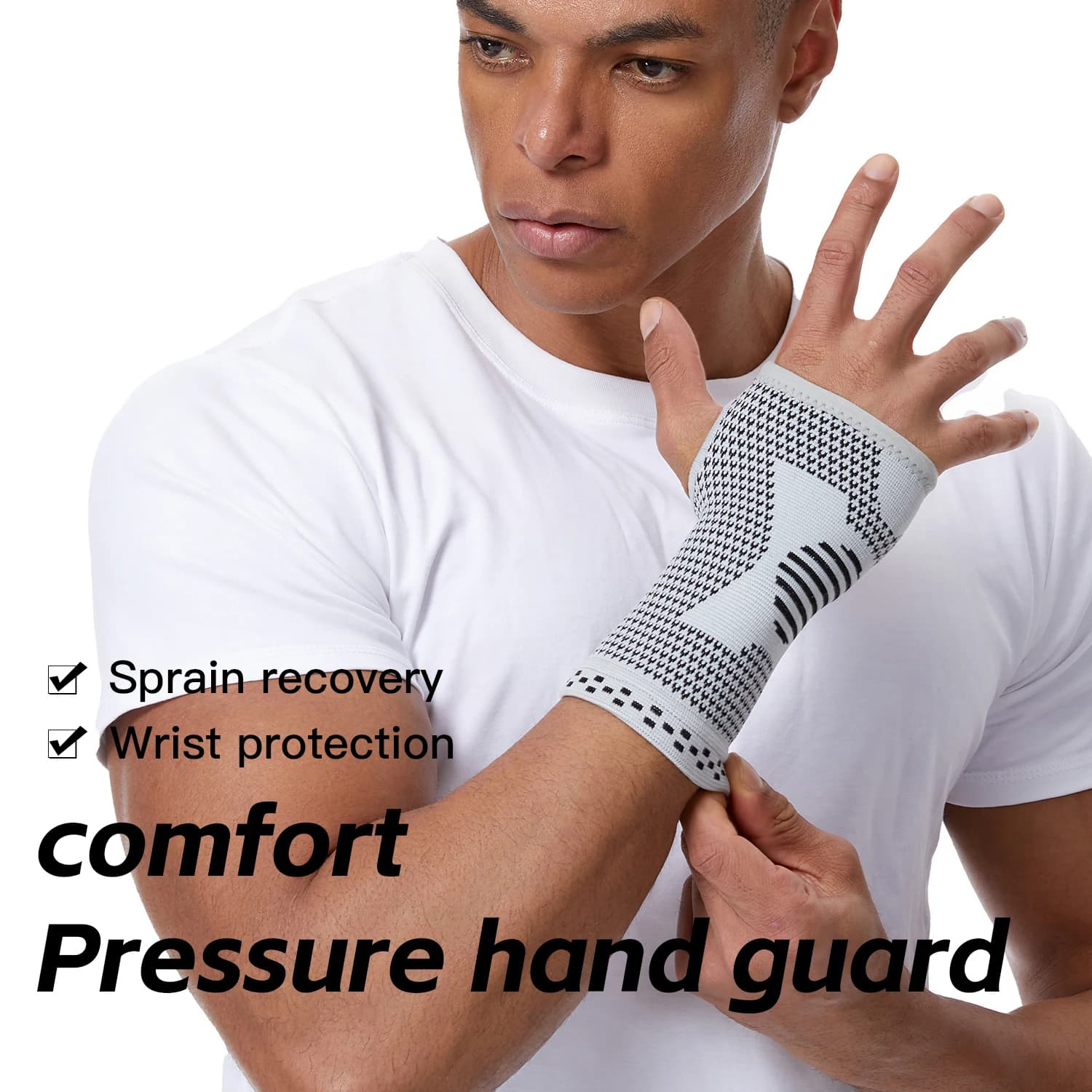 1 pezzo di tutore per polso in fibra elastica, cinturino per compressione sportiva, supporto per palestra, per tennis, fitness, powerlifting, tutore per mano