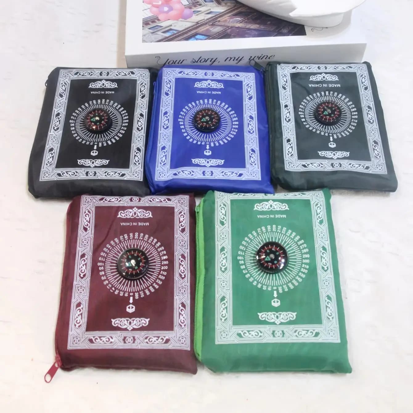 5 pcs portable prayer mat with compass kneeling mat for Muslim Islam waterproof prayer mat with bag 65x100 cm