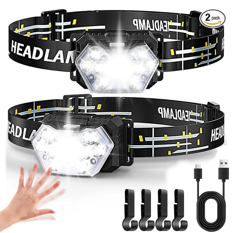 Powerful LED Front Lamp with Sensor, USB Rechargeable, LED Head Torch for Camping, Search Light, Front Fishing Torch