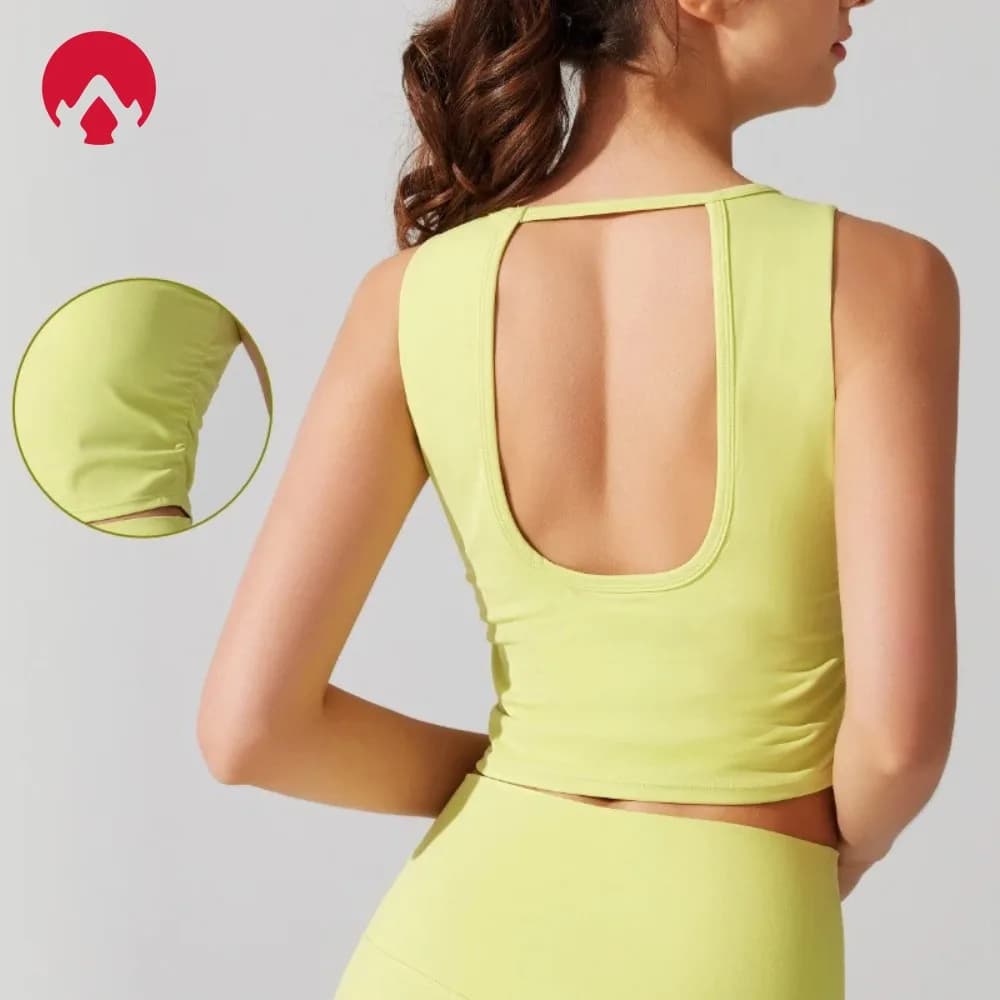 Women's sports bra without backrest with integrated padded cups Breathable yoga vest for summer spring workouts, gym and racing clothing