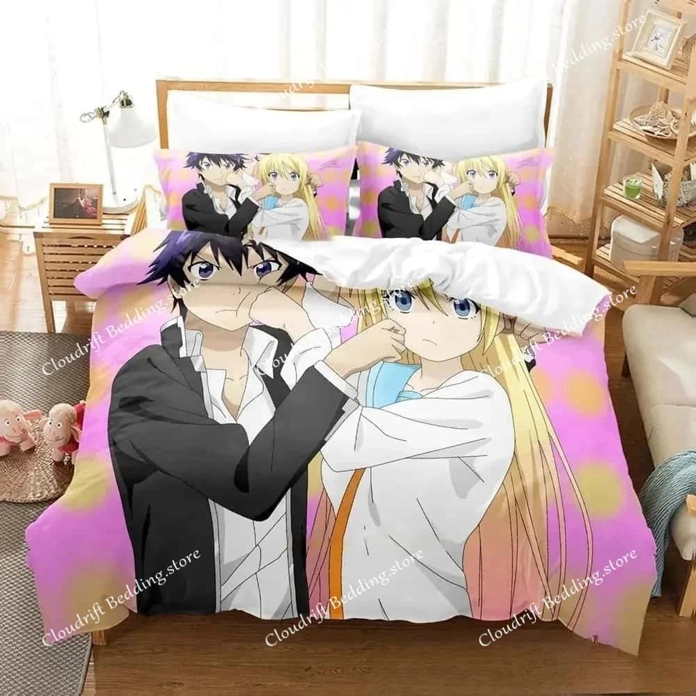3D Print Anime Nisekoi False Love Bedding Set Boys Girls Twin Queen King Size Duvet Cover Pillowcase Bed Boys Adult Home Textile