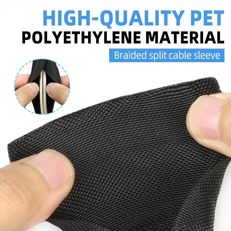 Guaina per Cavi in PET Intrecciata Autosigillante 1-10M, Tubo Divisibile per Gestione Cavi Auto 3 5 8 10 13 16 19 25 30 38mm, Protezione Avvolgicavo