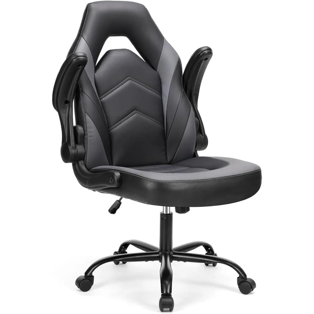 Sweetcrispy Sedia da scrivania per computer da gioco - Pelle PU ergonomica con comodo supporto lombare, scrivania con rotelle regolabile in altezza con Fli