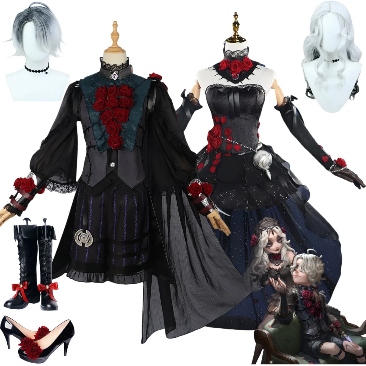 Costume Cosplay Identity V, Abito del Paziente della Notte della Strega e dei Cielo Stellati, Set Costume Gotico per Coppie, Vestito per Giochi di Ruolo Anime