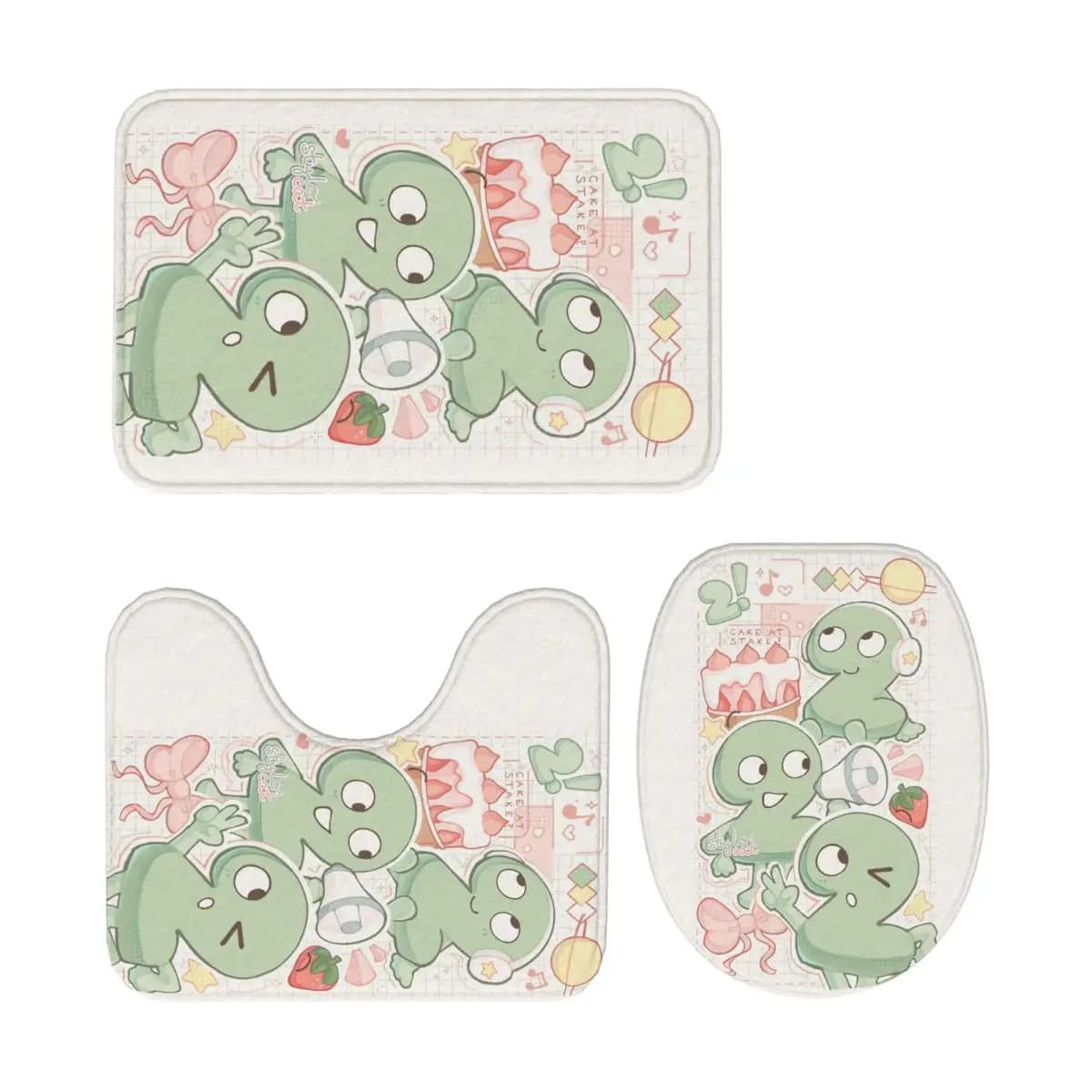 Two Tpot BFDI 3 pezzi tappetino da bagno set da bagno copriwater decorazioni per la casa tappeto antiscivolo