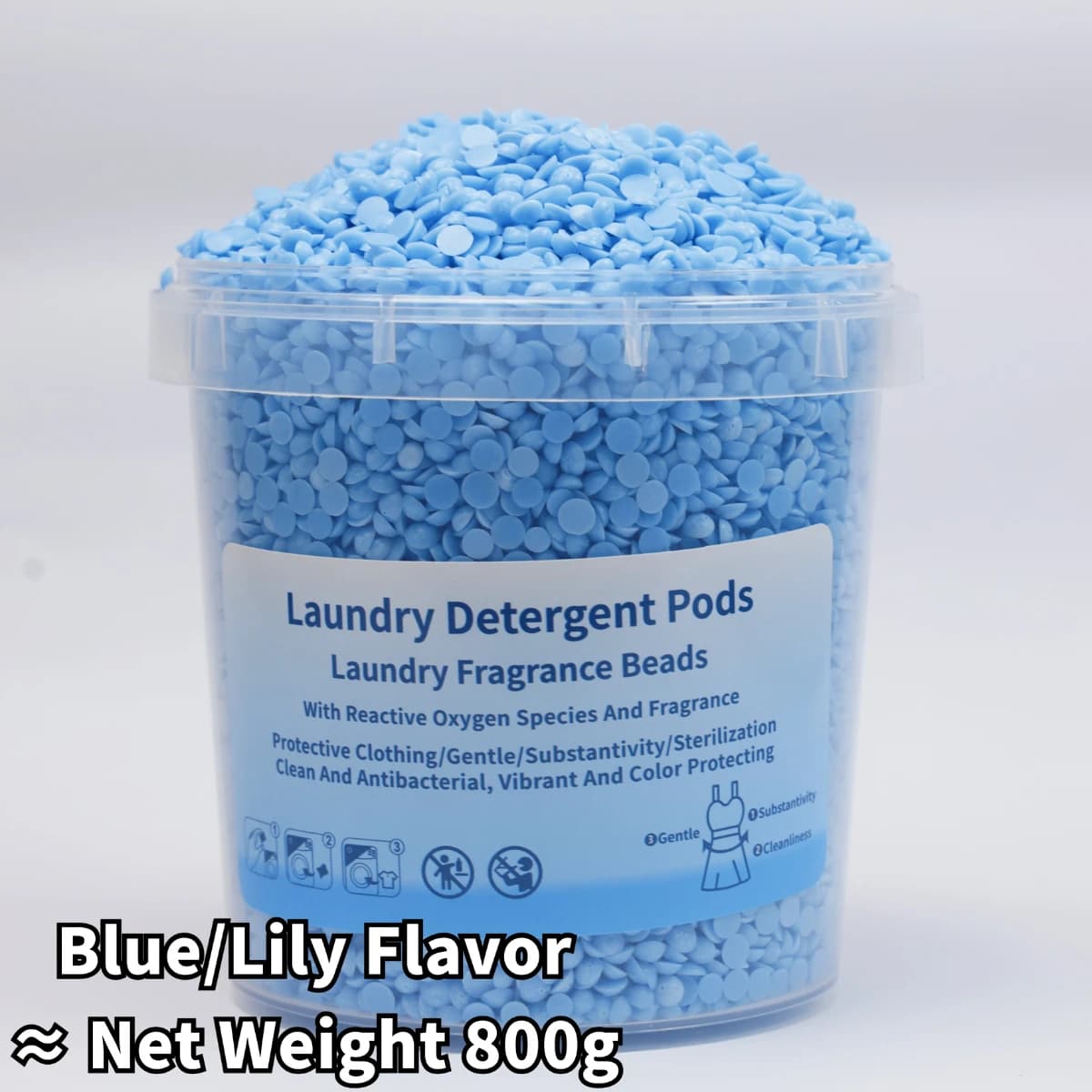 Laundry Scent Booster Beads, Net Weight 800g per Bottle, with Measuring Scoop. Fragrance Enhancer, Blue Lily Flavor