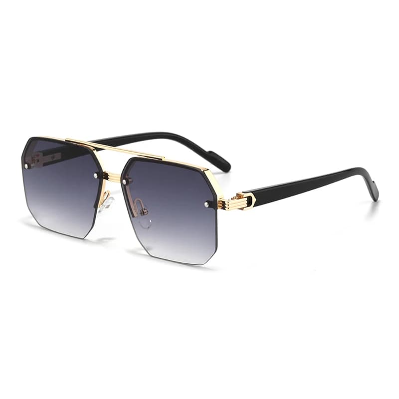 Men's Sunglasses Square Polygonal Metal Oversize With Double Bridges Trendy Women's Sunglasses With Shades Fashion UV400