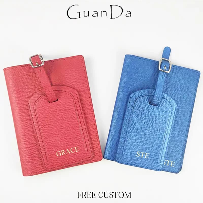 Luxury Fashion Simple Wholesale Passport Holder Custom Logo PU Leather Luggage Tag Travel Essential Accessories Wedding Gift