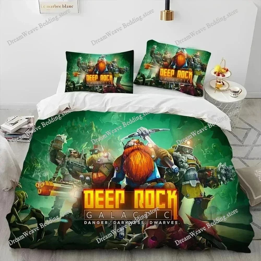 Set di biancheria da letto Deep Rock Galactic Game DRG con stampa 3D, copripiumino, federa, piumino, misura King Queen, per ragazzi e adulti, copripiumino963
