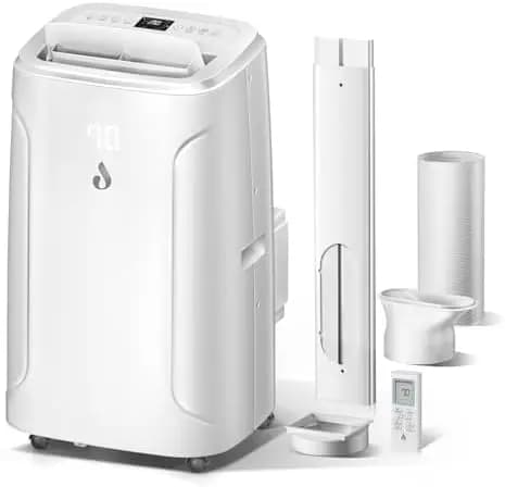 Condizionatore portatile da 12.000 BTU per 550 piedi quadrati – 4 funzioni in 1: raffreddamento, deumidificatore, ventilatore, modalità sleep – Telecomando e kit per finestra inclusi