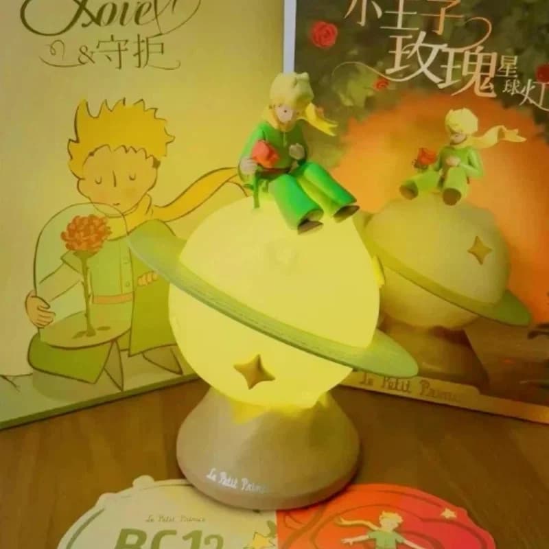 Le Petit Prince Co-Branded Rose Planet Night Light Soft Ambient Light Rotatable Bedside Ornament Bedroom Decor Sleeping Gift