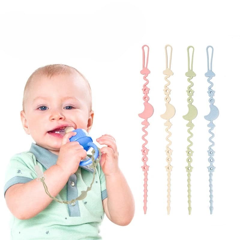 Regolabile Molle Del Silicone Del Bambino Ciuccio Catena Massaggiagengive Giocattoli Anti Perdita Ciuccio Guinzaglio Adatto Seggiolone Culla Del Bambino Neonato Regali