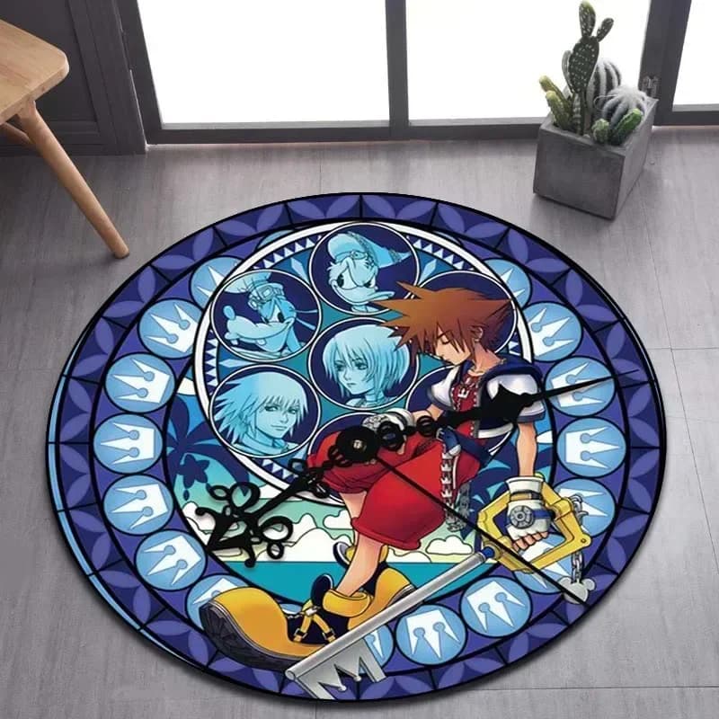 Kingdom Hearts Cartoon Pattern Area Tappeto Tappetino rotondo Tappeto da soggiorno Tappeto da bagno Tappeto da cucina Zerbino Tappetino antiscivolo