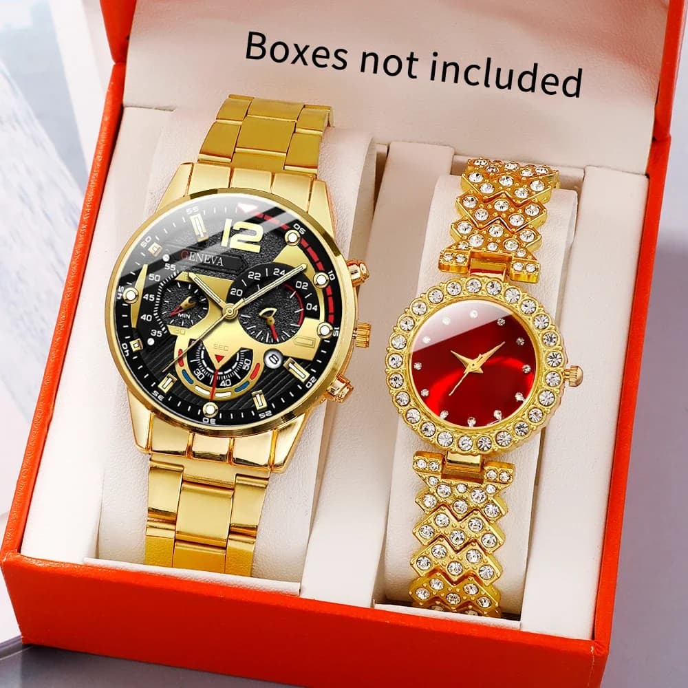 Quartz alloy watch for couple, for men and women, casual and fashionable