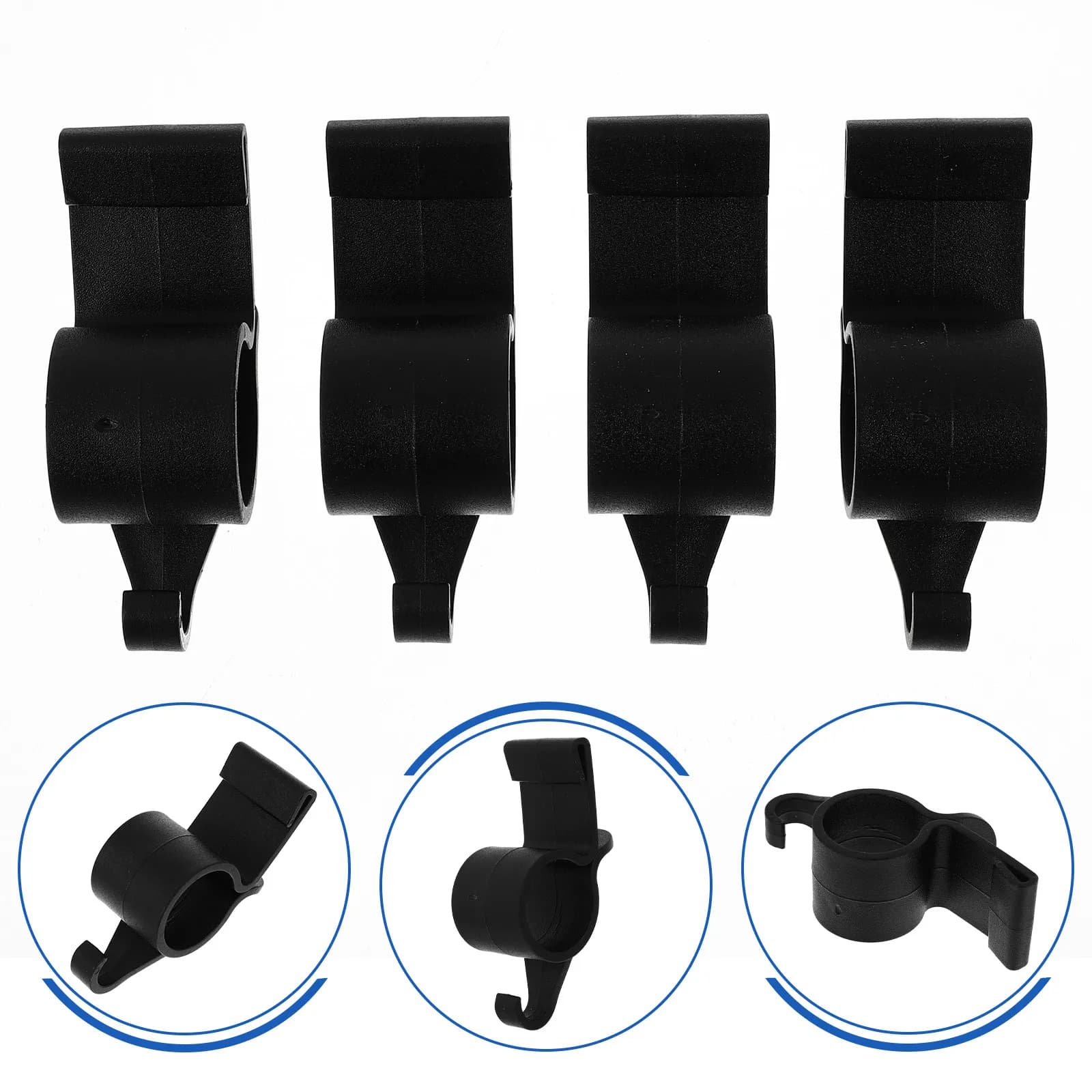 Set of 4 Universal ABS Hooks for Bagagliaio Auto, Organizer for Umbrellas and Fishing Rods
