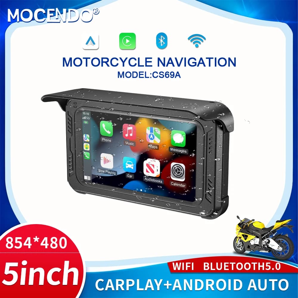 4K Motorcycle Dash Cam CarPlay Screen Wireless Android Auto Bluetooth GPS Navigation IPX7 Waterproof