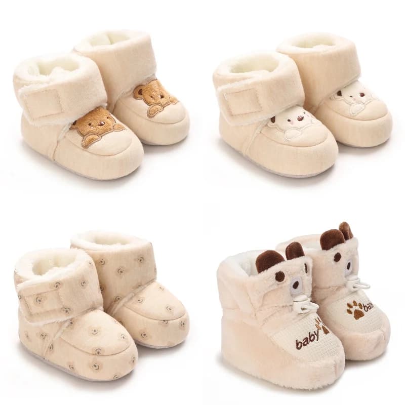 Winter Apricot Baby Cute Shoes for Boys and Girls Walking Shoes Comfortable and Soft Preschool 0-18M Newborn Warm Knitted