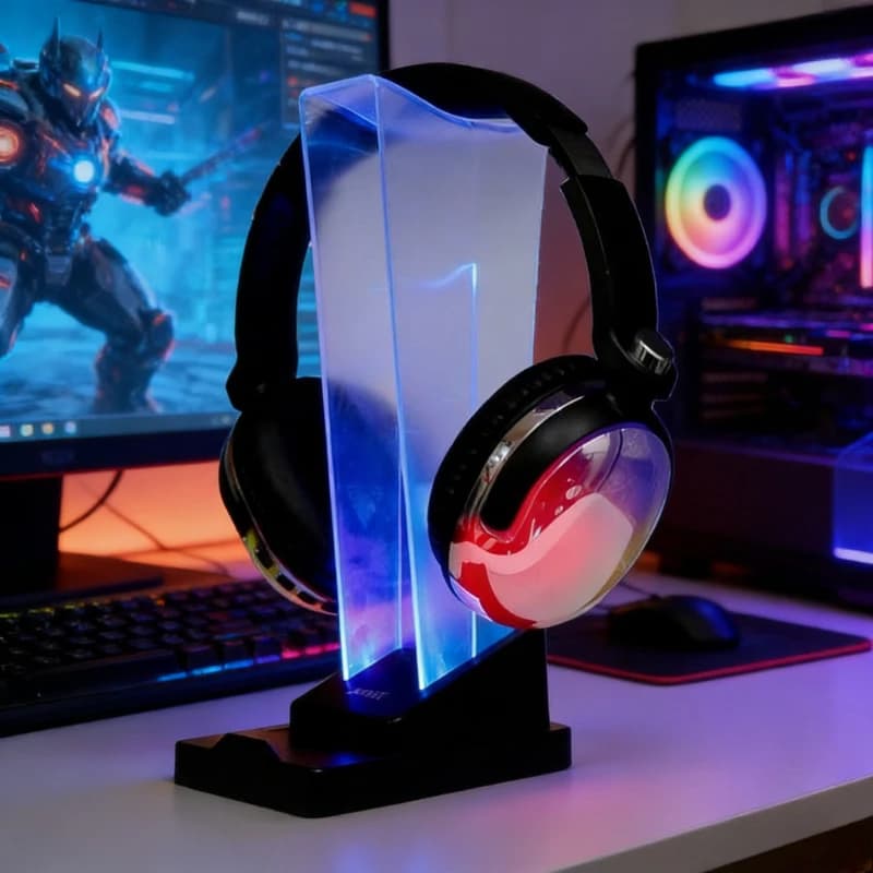 Supporto per cuffie RGB personalizzato, base trasparente multifunzionale con 4 porte USB per supportare il gaming con cassette