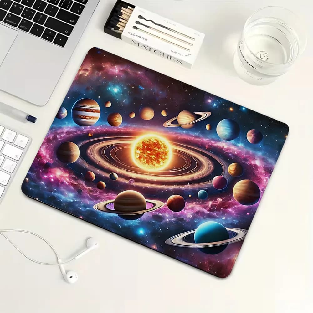Tappetino per mouse piccolo con cielo stellato e nebulosa cosmica, tappetino per mouse da gioco in gomma, tappetino per tastiera meccanica, accessori per giochi per PC, tappetino per scrivania del computer