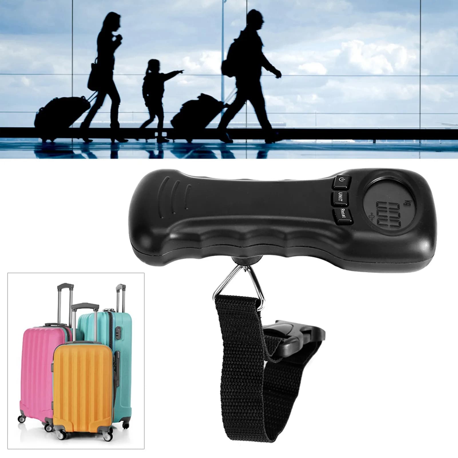 Peso elettronico LCD Ocs‐8 Bilancia per bagagli portatile da viaggio da 44 kg/97 libbre Peso elettronico con display digitale LCD
