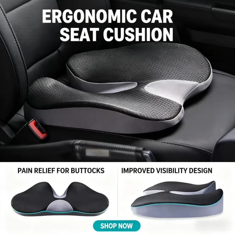 Cuscino per Sedia da Ufficio in Memory Foam, Rialzo per Sedile Auto, Sollievo dal Dolore, Comfort, Cuscinetto Antiscivolo per Interni Auto e Casa