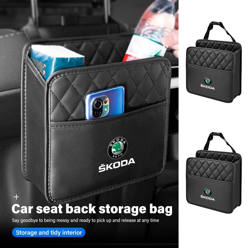 For Skoda Car Backrest Storage Bag Seat Back Organizer Pocket Suspension Roomster Citigo Enyaq VisionS Derivative Yeti Scala