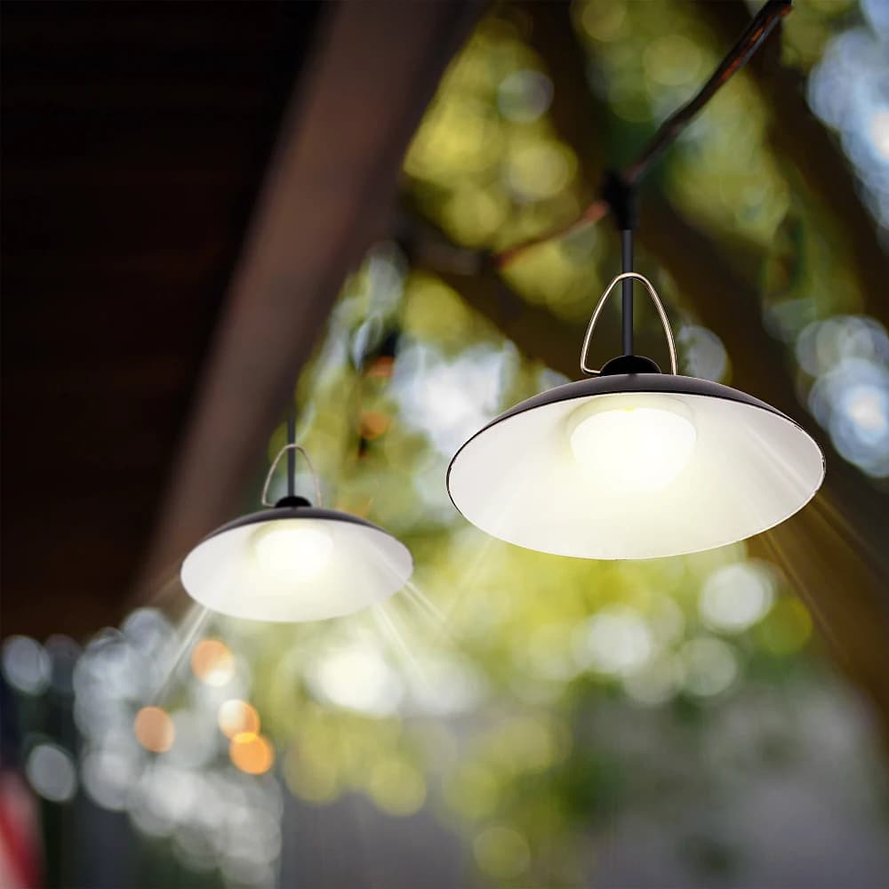 Lampada solare a LED a luce solare con pannello solare sospeso per illuminazione interna ed esterna con portico a soffitto a sospensione con luce solare da 9,8 piedi