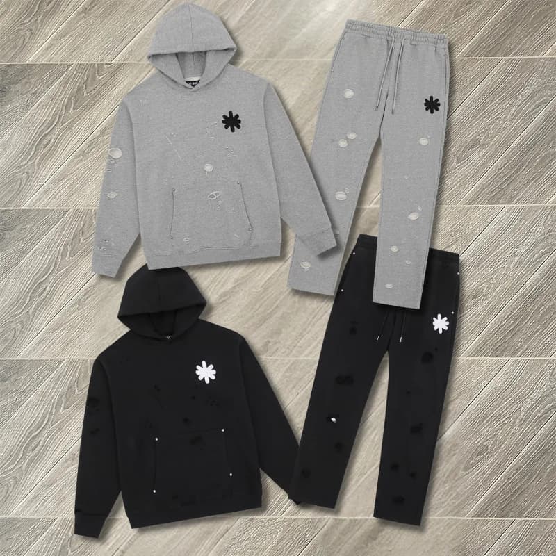 Classic Logo Print Vintage Gray Black Hoodie High Quality 100% Cotton Loose Pullovers with Tags Sweatshirts