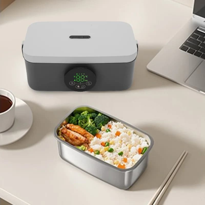 Battery Powered Cordless Electric Lunch Box 40W Self Heating 1000ml Portable Food Warmer Rechargeable