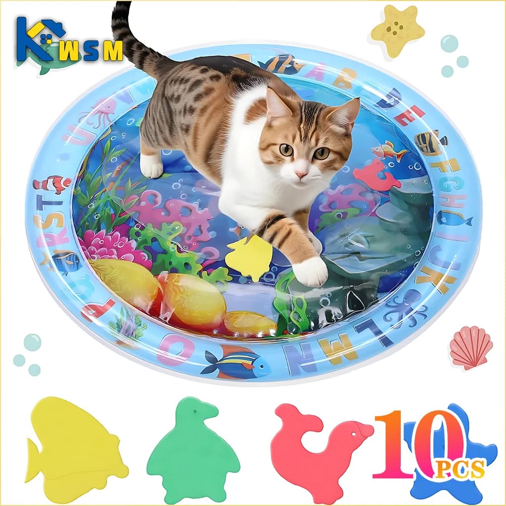 Tappetino da gioco sensoriale per acqua Tappetino gonfiabile addensato per acqua per tappetino da gioco per animali domestici per gatti e cani con acqua giocattolo sensoriale a tema oceano marino