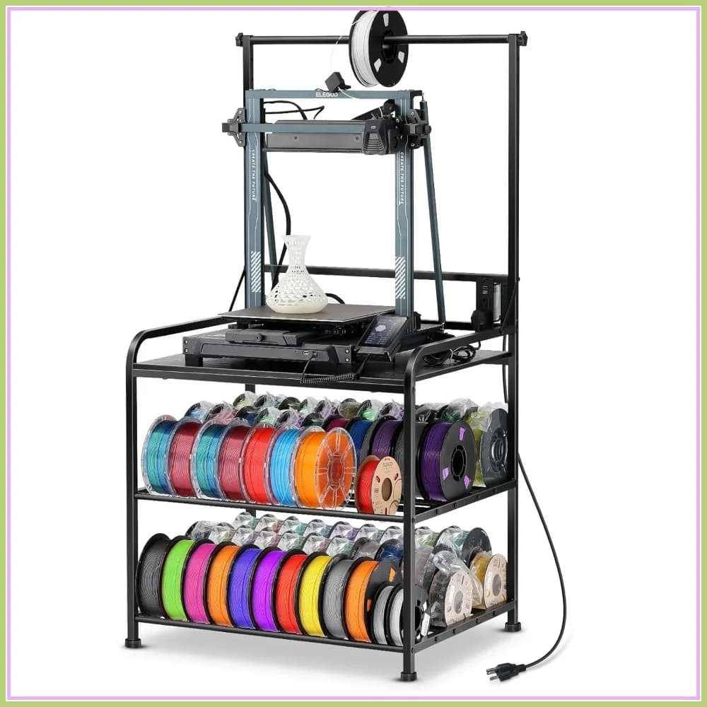Carrello Porta Filamenti per Stampante 3D con Ruote, Supporto per Bobine Resistente per PLA ABS PETG, per Garage, Ufficio, Officina