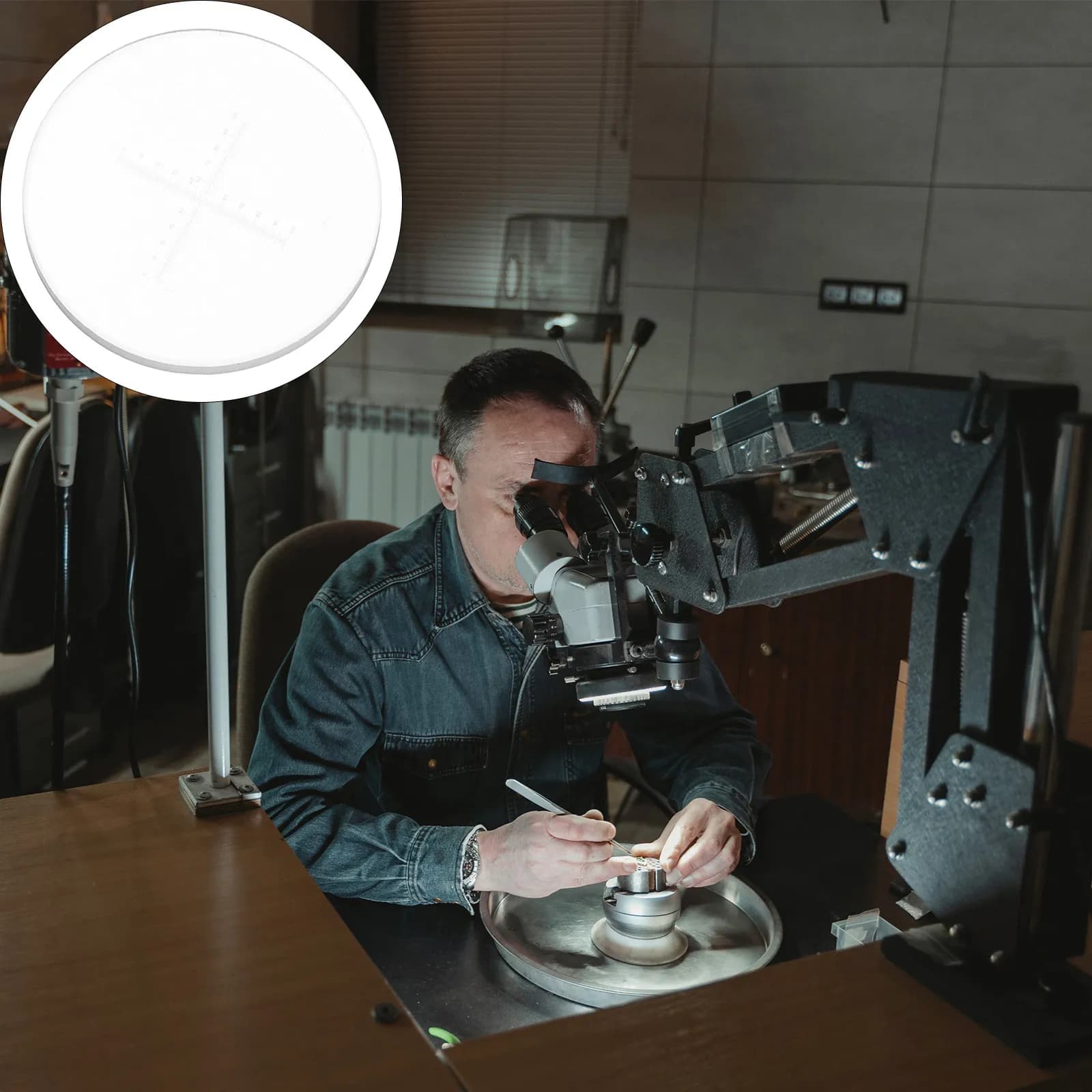 Micrometro per Microscopio, Micrometro a Croce per Oculare, Righello di Misurazione Area 10mm, Righello di Calibrazione di Precisione, Strumento Multifunzionale