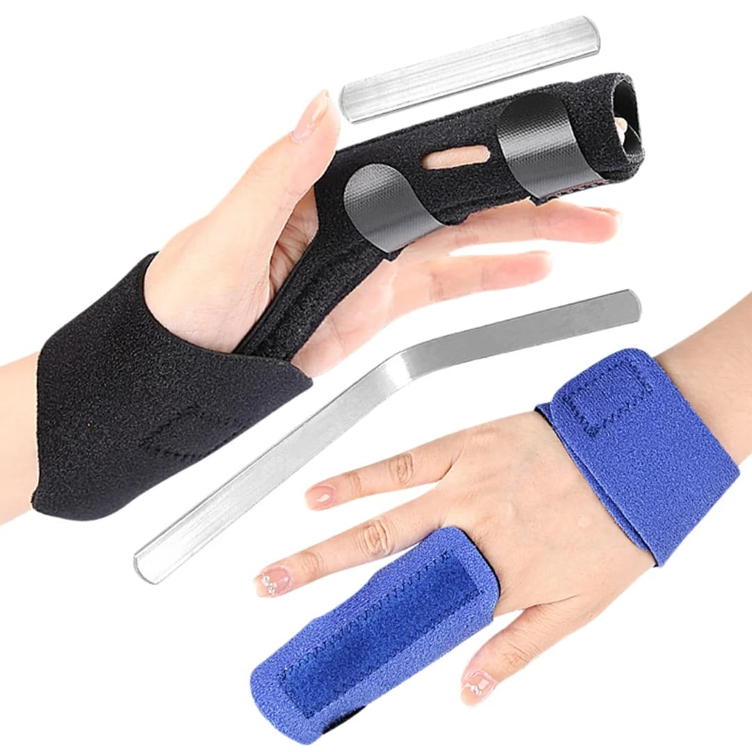 1 pz cinturino di fissaggio regolabile a doppio dito con piastra in alluminio tutore per dito supporto per dito trigger stecca per dito protezione per il polso