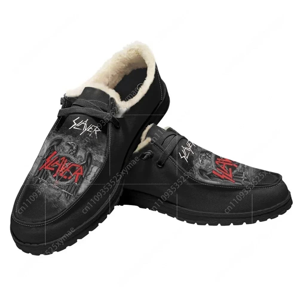 Scarpe in Peluche Slayer Heavy Metal Rock Band Horror Scary Fashion, Sneakers Traspiranti Leggere Casual Personalizzabili per Uomo e Donna