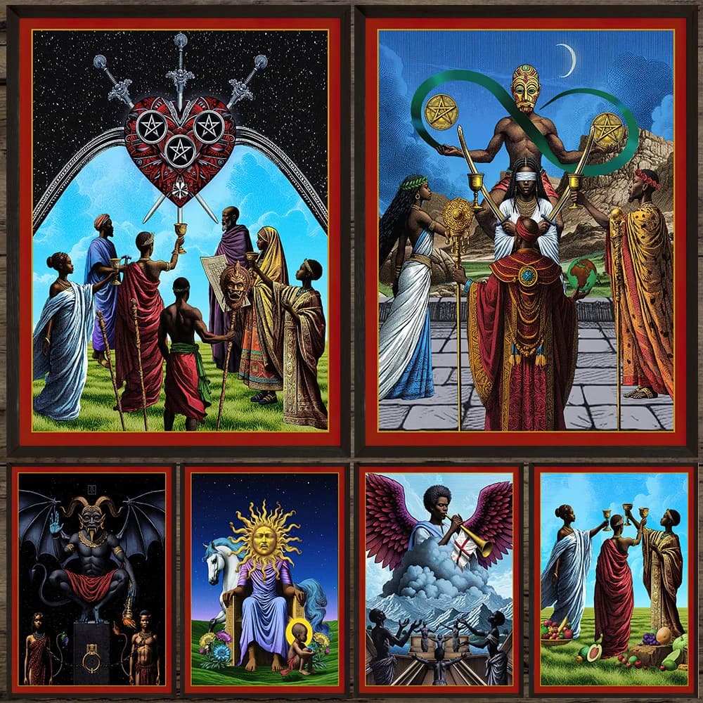 Misteriosa Divinazione Tarocchi Carte Astratta Wall Art Canvas Painting, Destiny Tarot Art Poster e Stampa Decorazione Della Casa Senza Cornice