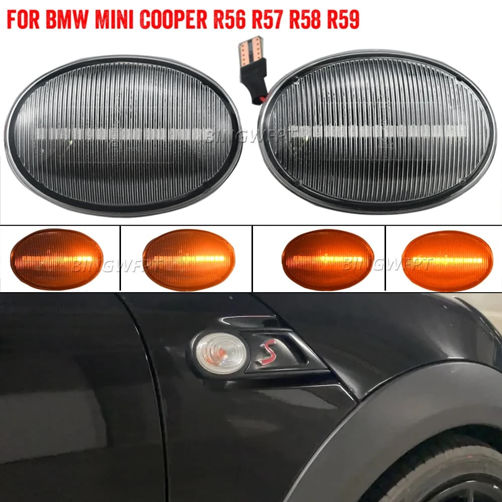 2 Indicatori Laterali LED Dinamici per MINI Cooper R55 R56 R57 R58 R59 2007-2013, Freccia Lampeggiante per Parafango