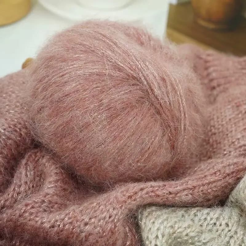 Scallion dorato Mohair Shimmers con filato grosso di lana mohair leggero per lavorare a maglia maglioni sciarpa fili glitter lucidi 50 g/palla