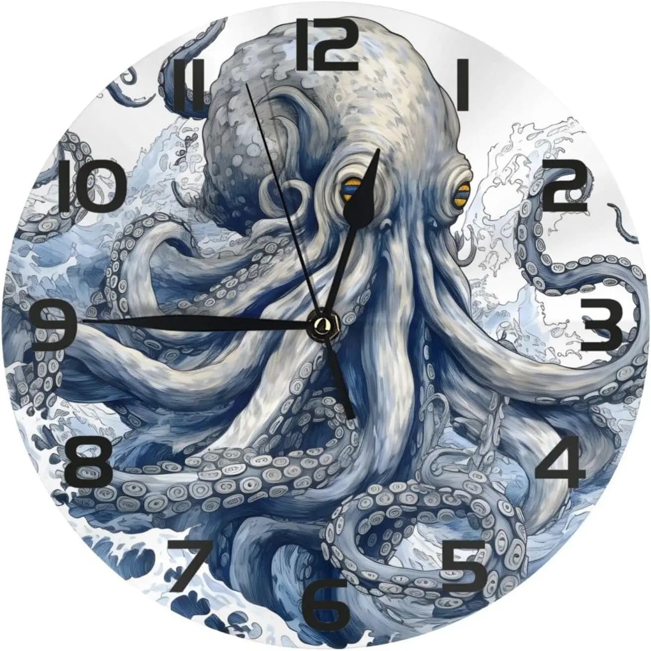 Orologio da Parete a Forma di Polpo 10 Pollici Silenzioso Senza Ticchettio a Batteria Orologio Decorativo per Camera da Letto Cucina Ufficio