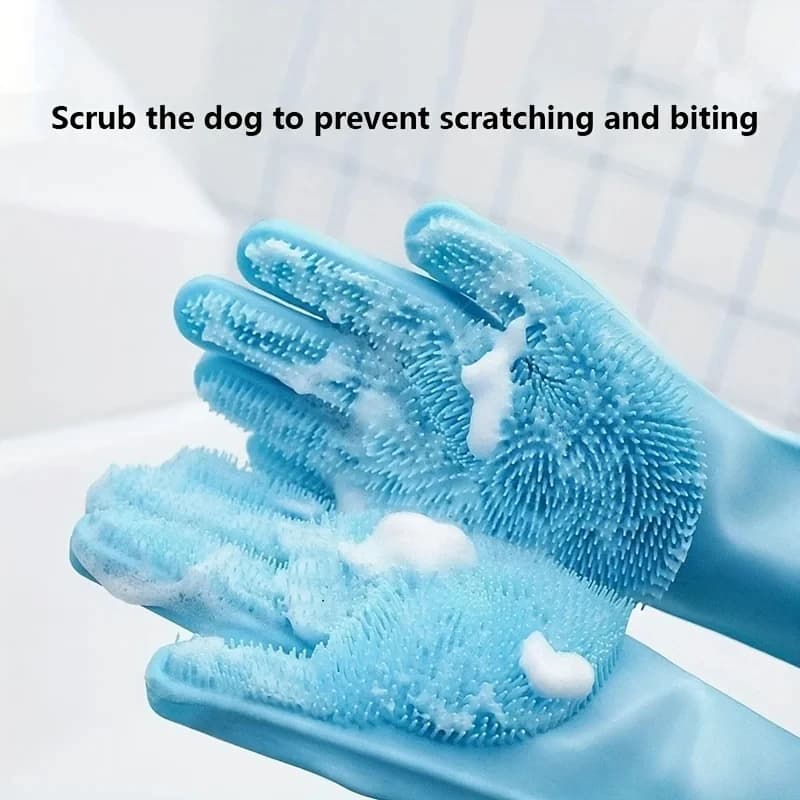 Multi-Functional Pet Grooming Gloves for Dogs And Cats Silicone Bathing Shampoo Scrubber Dishwashing Cleaning Glove Hair Removal