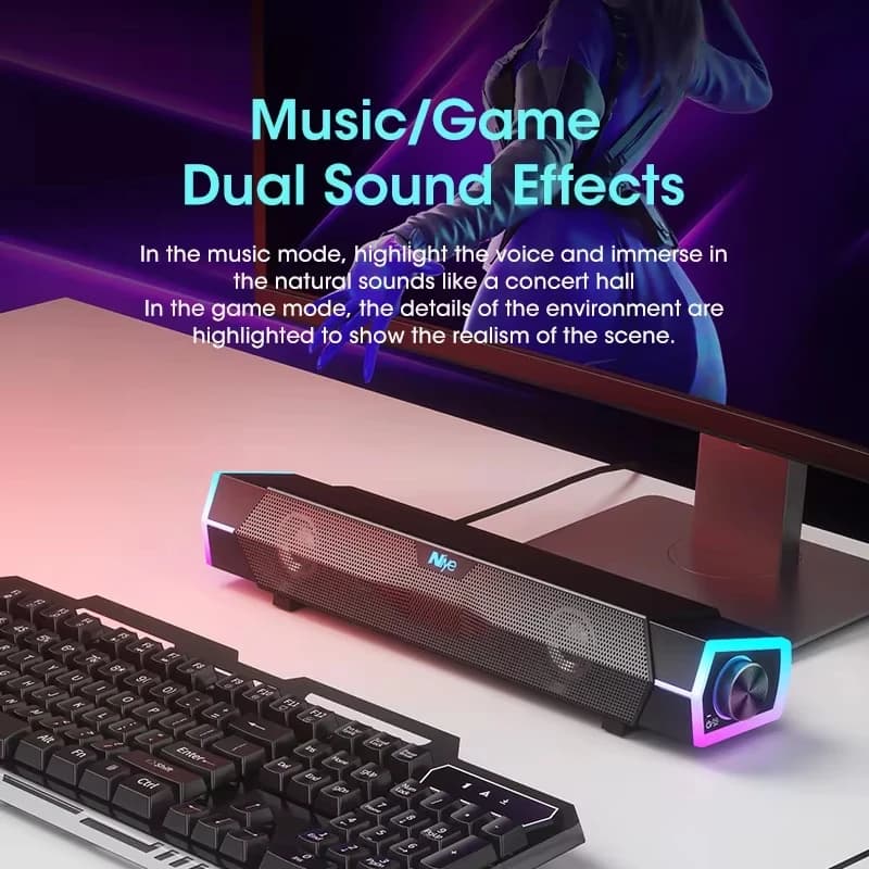 Computer 4D Speakers with Soundbar, Subwoofer Stereo Cabled and Bluetooth for MacBook, Laptop, Notebook, PC, Music Player