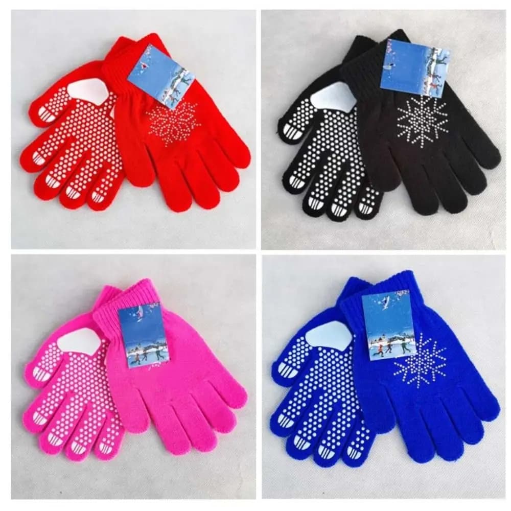 Rhinestone Figure Skating Gloves Thermal Safety Palm Protection Ice Skating Gloves Training Warm Non-Slip Skating Mittens